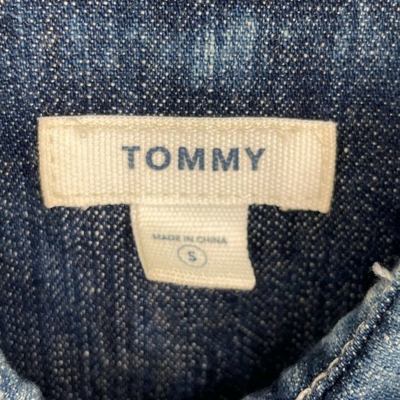 Tommy Button Up Shirt Women's Acid Washed Denim Blue - Picture 6 of 10